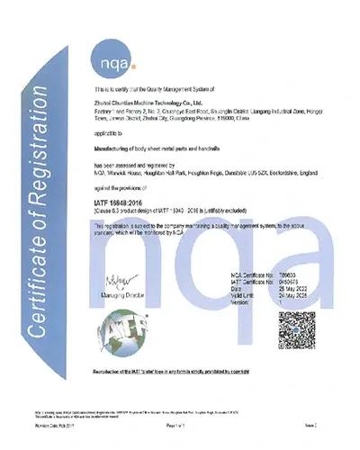 Malaysia CNC Machining Manufacturer ISO14001 Certificate
