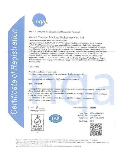 Malaysia CNC Machining Manufacturer IATF16949 Certificate