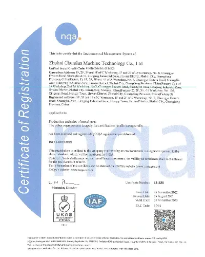 Malaysia CNC Machining Manufacturer ISO13485 Medical Certificate
